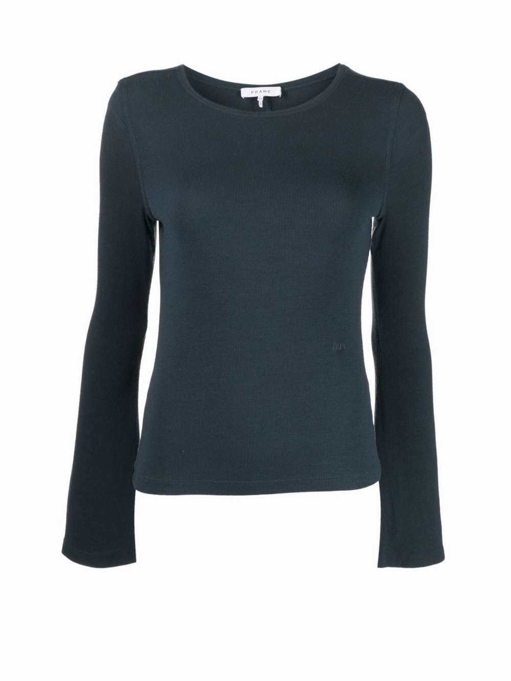 FRAME Long Bell Sleeve Rib Pullover Shirt Top